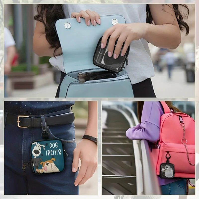 Zippered dog training snack bag, portable polyester pet snack bag, suitable for outdoor activities and walks