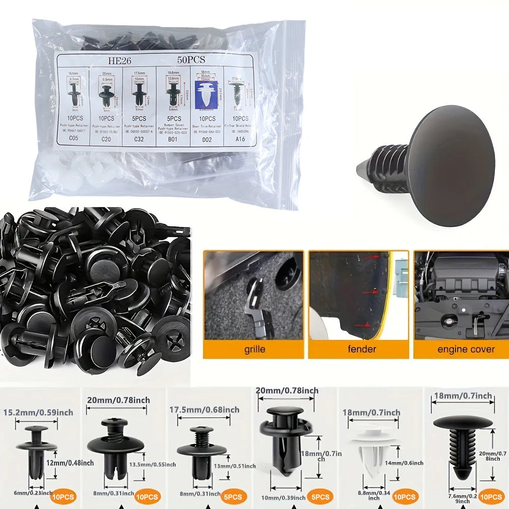 Automotive Fastener Clip Assortment – Body Push Retainer Kit
