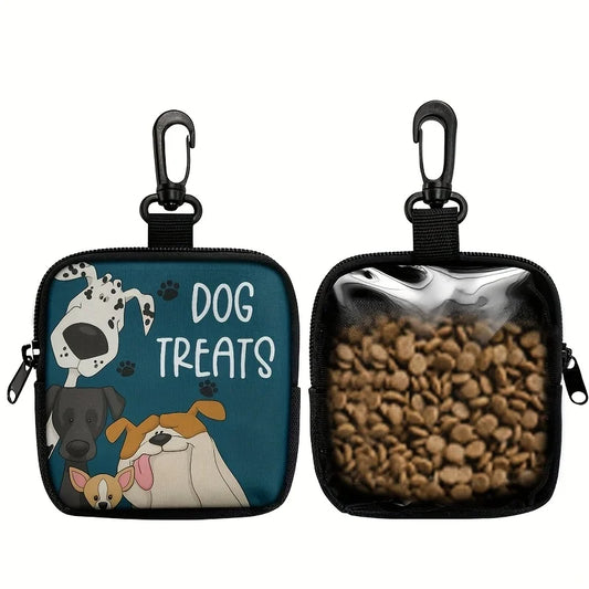 Zippered dog training snack bag, portable polyester pet snack bag, suitable for outdoor activities and walks
