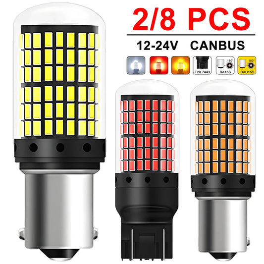 T20 7443 / 1156 BA15S LED Bulbs – 144SMD, 2000LM