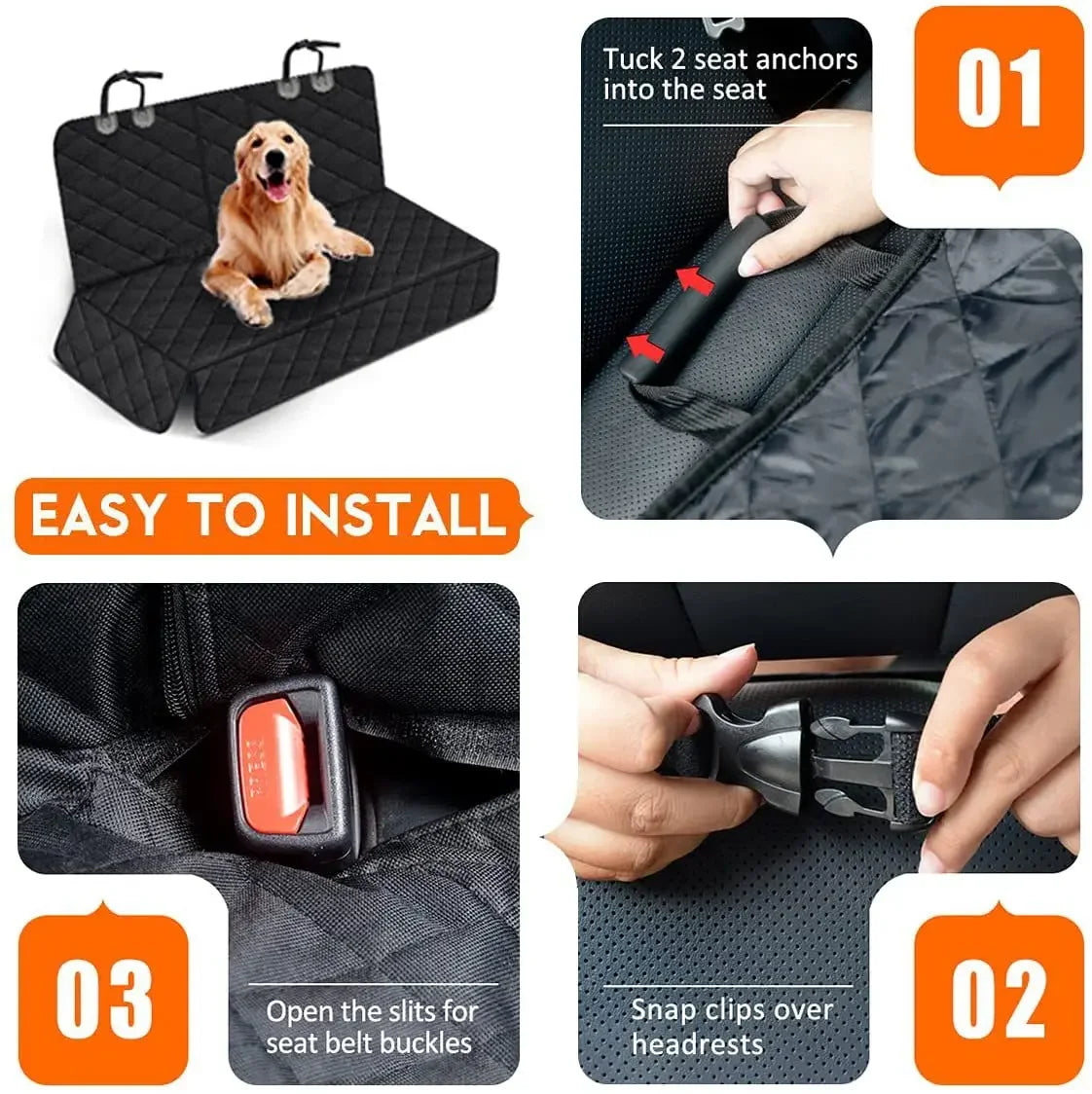 Dog Car Rear Seat Cover – Waterproof Hammock with Shoulder Straps, 135x56cm
