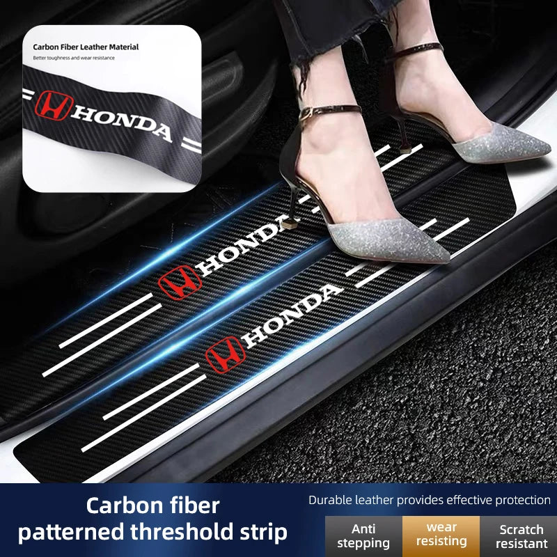 Honda Door Sill Protector Stickers – Carbon Fiber Leather