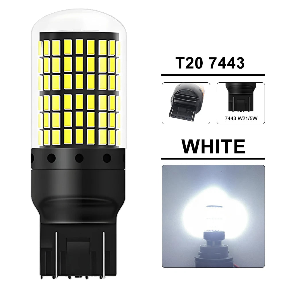 T20 7443 / 1156 BA15S LED Bulbs – 144SMD, 2000LM