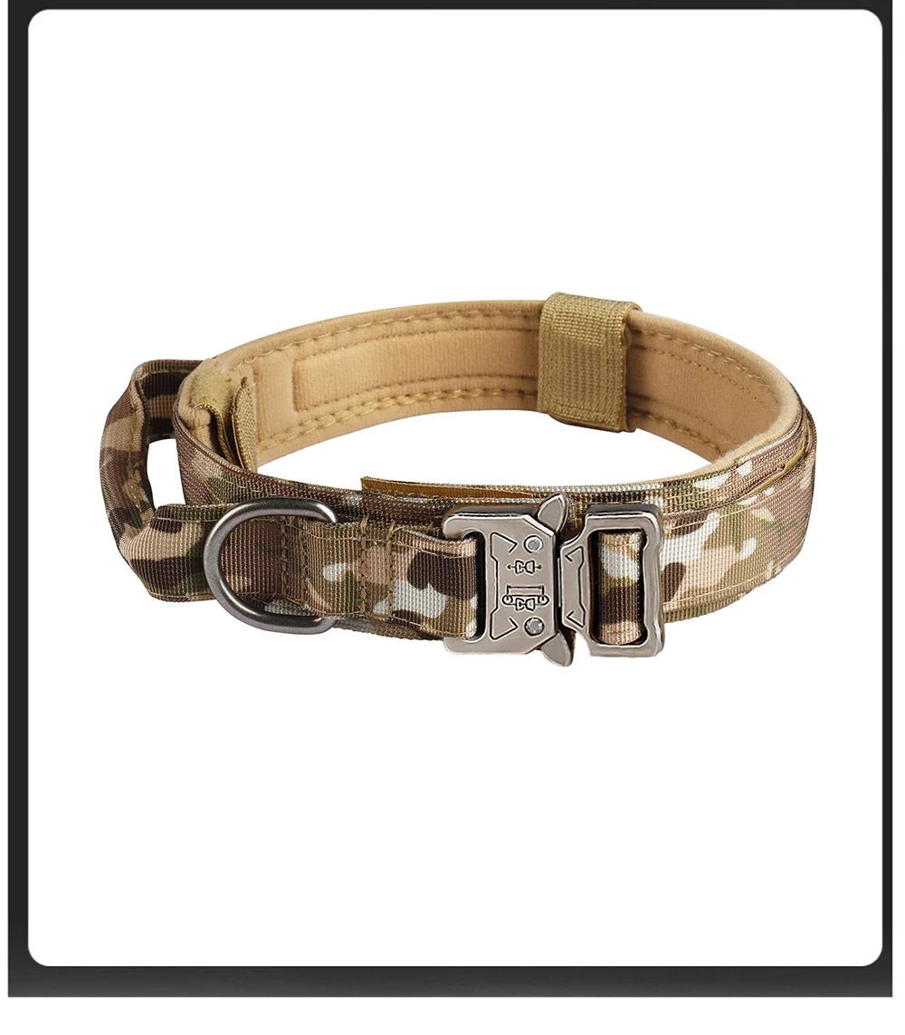 Pet Products Outdoor Tactical Dog Collar Metal Buckle Breathability Nylon Collar Medium and Large Dog Training Neck Collar Dog