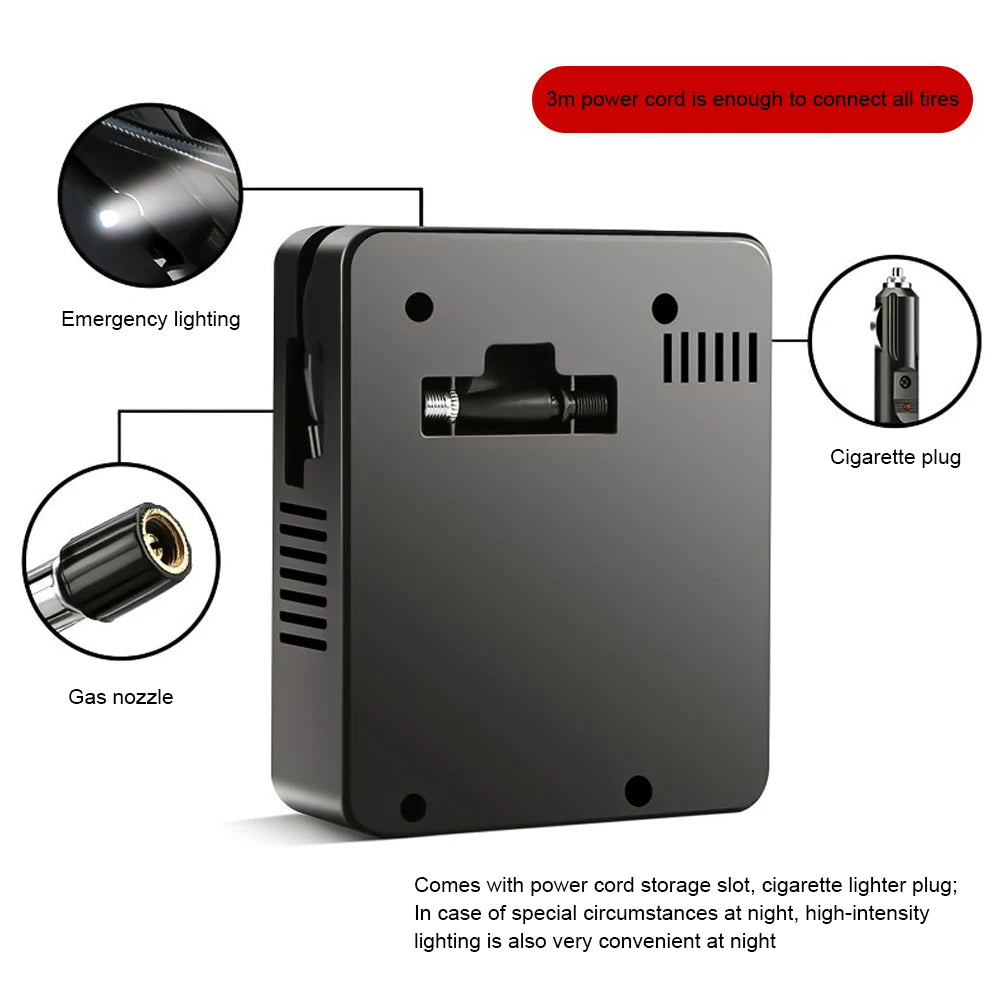 Tire Inflator 12V 96W Car Electric Air Pump Mini 100PSI 35L/Min Portable For Car Motorcycles Bicycle Ball Air Compressor