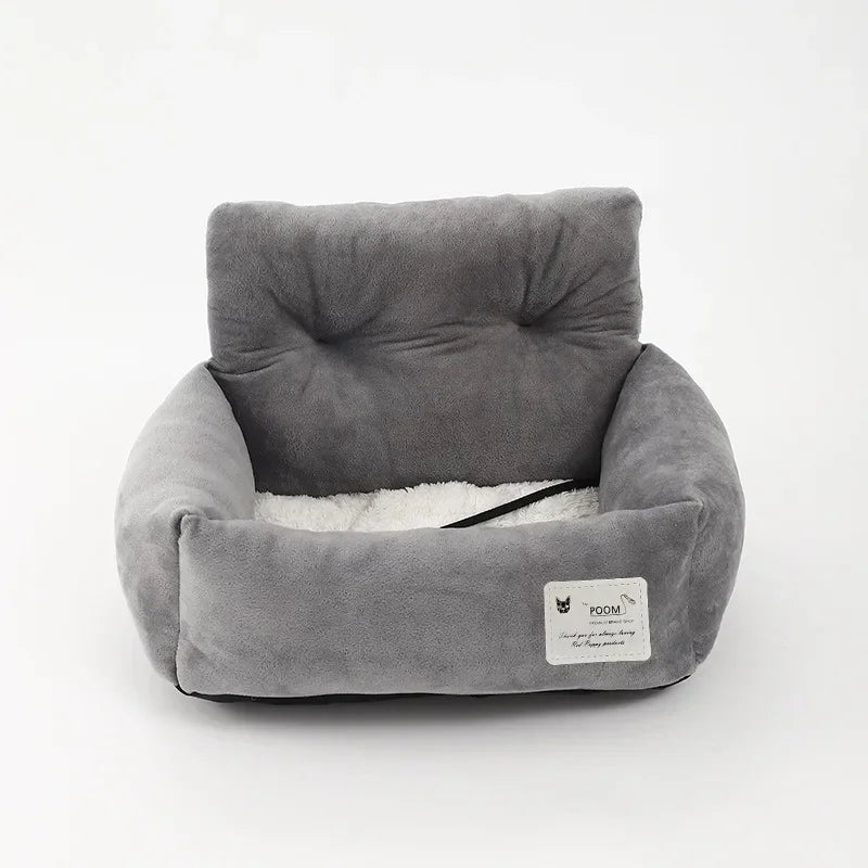 Soft Plush Pet Car Seat for Small Dogs & Cats – Adjustable Straps