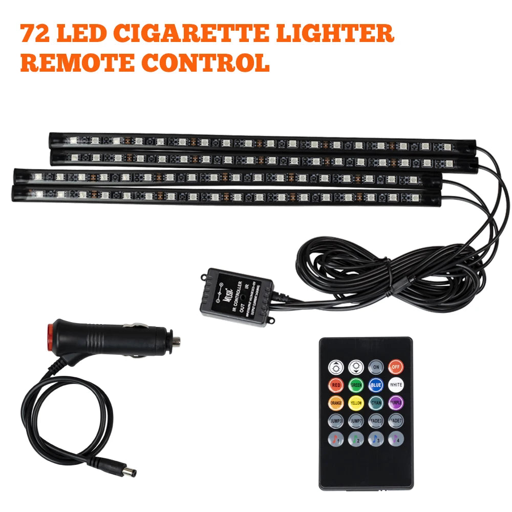 RGB LED Car Interior Ambient Light – 48/72 LED, Music Sync