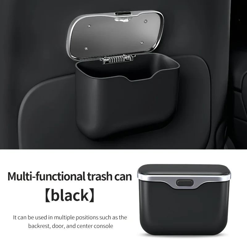 Car Trash Can with Lid – PU Leather, Hanging