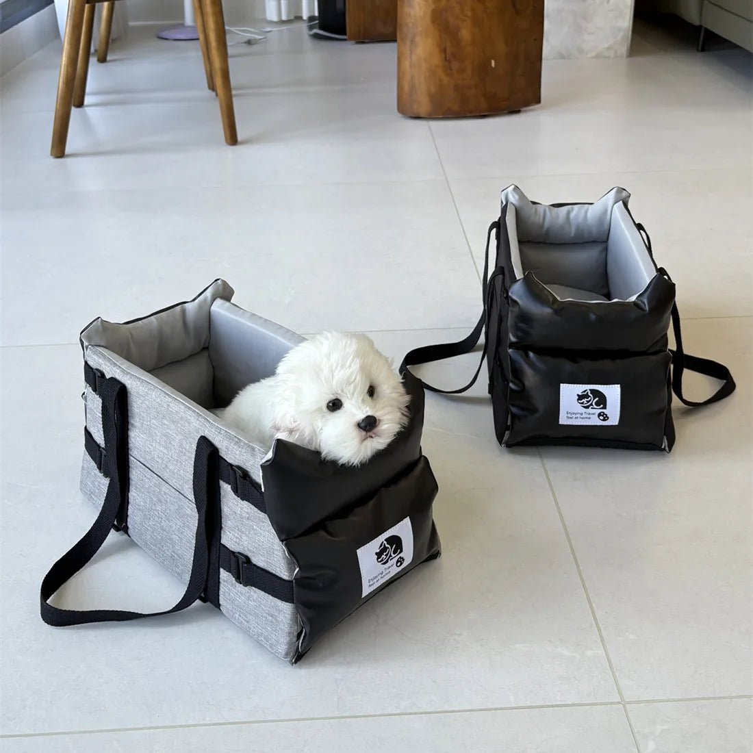 Leather Car Pet Seat for Small Dogs & Cats – Central Console, Up to 5kg