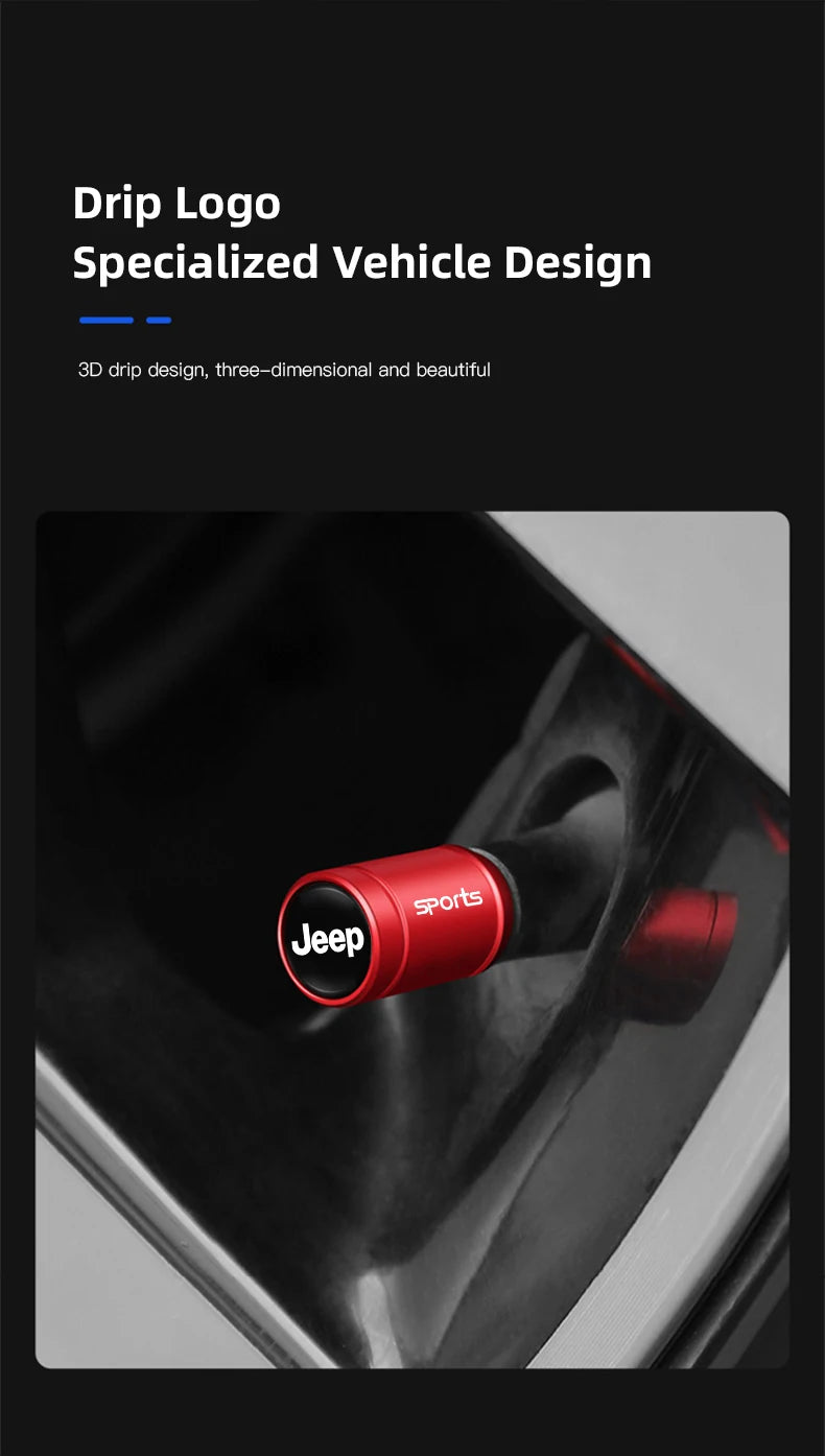 Jeep Aluminum Tire Valve Stem Caps – 4pcs