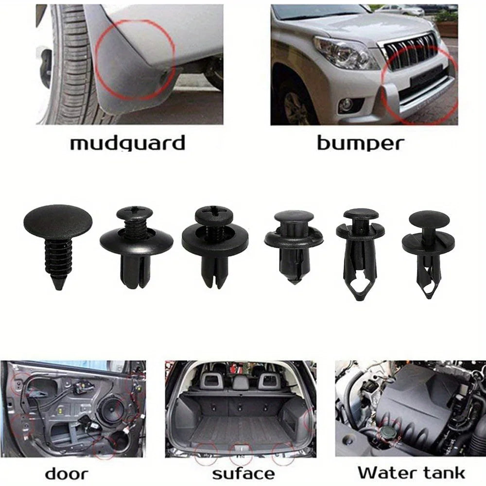 Car Plastic Retainer Clip Kit – 190pcs, 6 Sizes