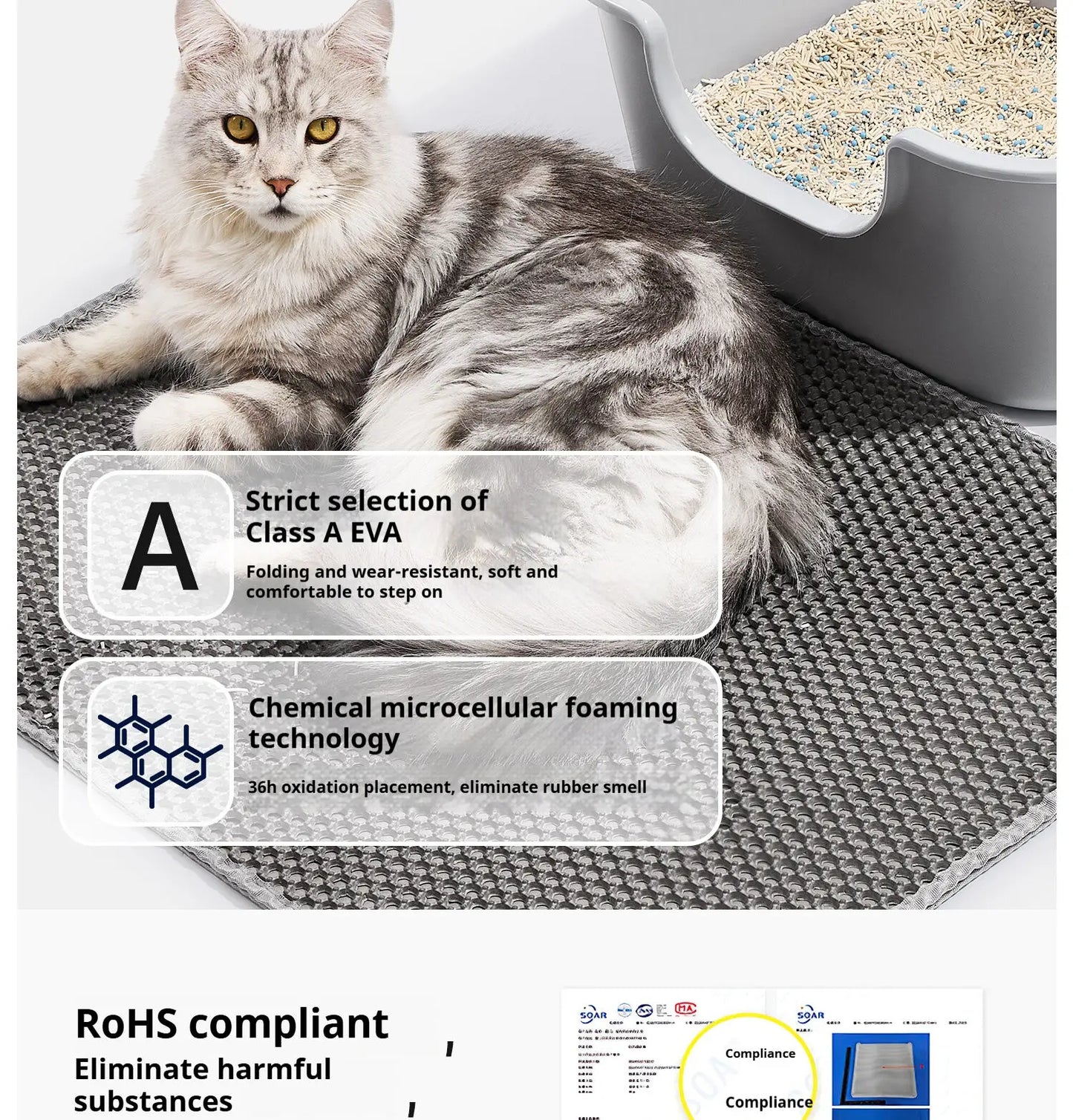 60CMX90CM Cat Litter Mat Waterproof Double Layer Pet Litter Box Mat Pet Toilet Cat Mat Nonslip Sand Cat Washable Mat Pet Clean