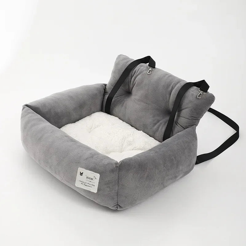 Soft Plush Pet Car Seat for Small Dogs & Cats – Adjustable Straps