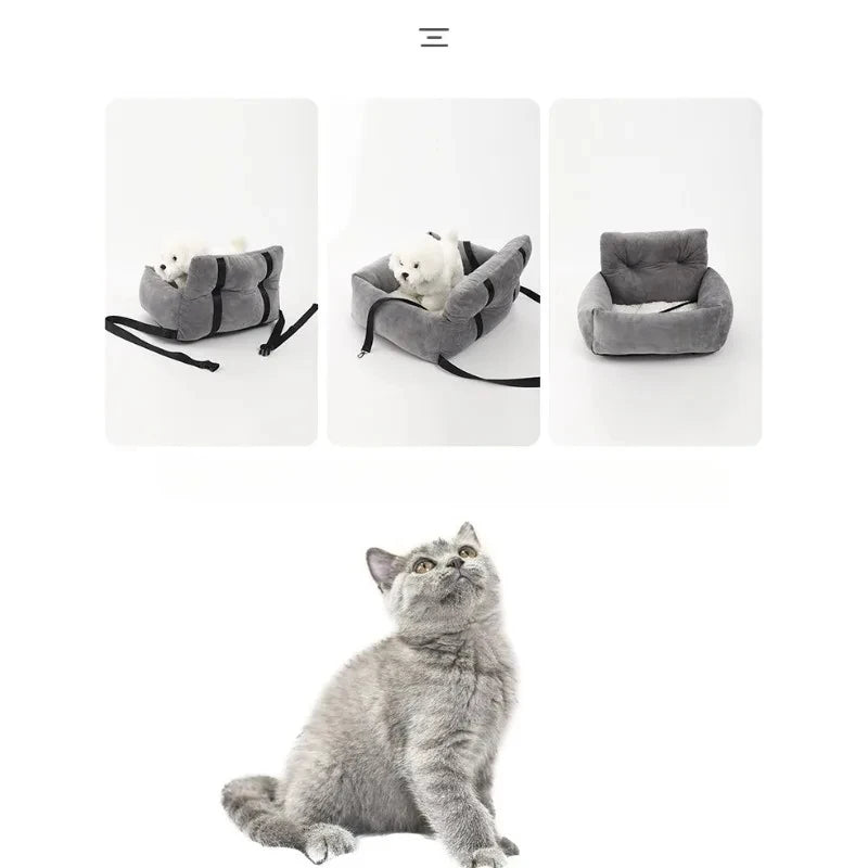 2026 New Premium Dog Car Seat for Small Dogs - Washable Plush Pet Booster Seat with Safety Straps - Portable Travel