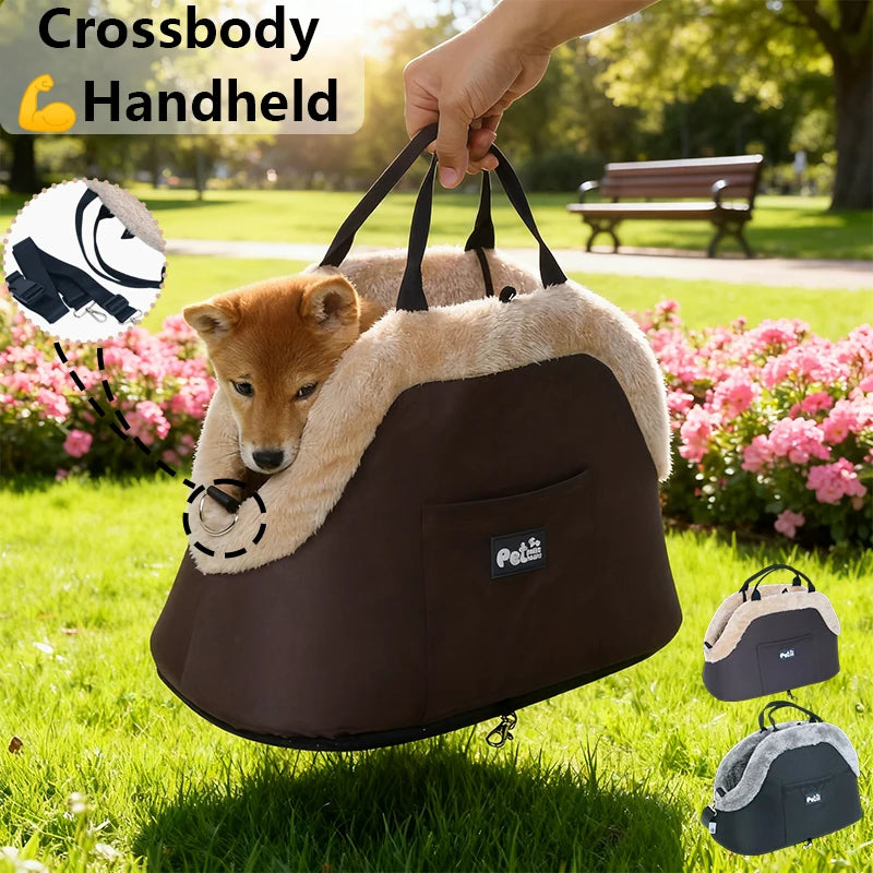 Winter Warm Plush Pet Carrying Bag Small Dog Cat 10kg Load-bearing Travel Portable Cat Dog Car Passenger Seat Safety Bag 애완동물 가방