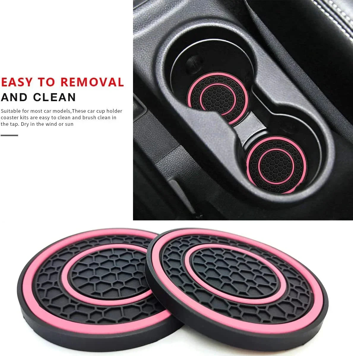 Anti-Slip Car Cup Holder Liner Mats – 2pcs