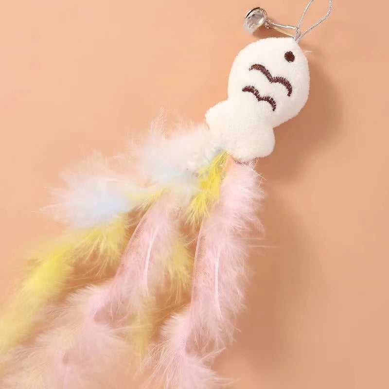 New cat funny cat stick steel wire long pole feather cute cat toy kitten fishing rotating self-pleasure relief pet toy