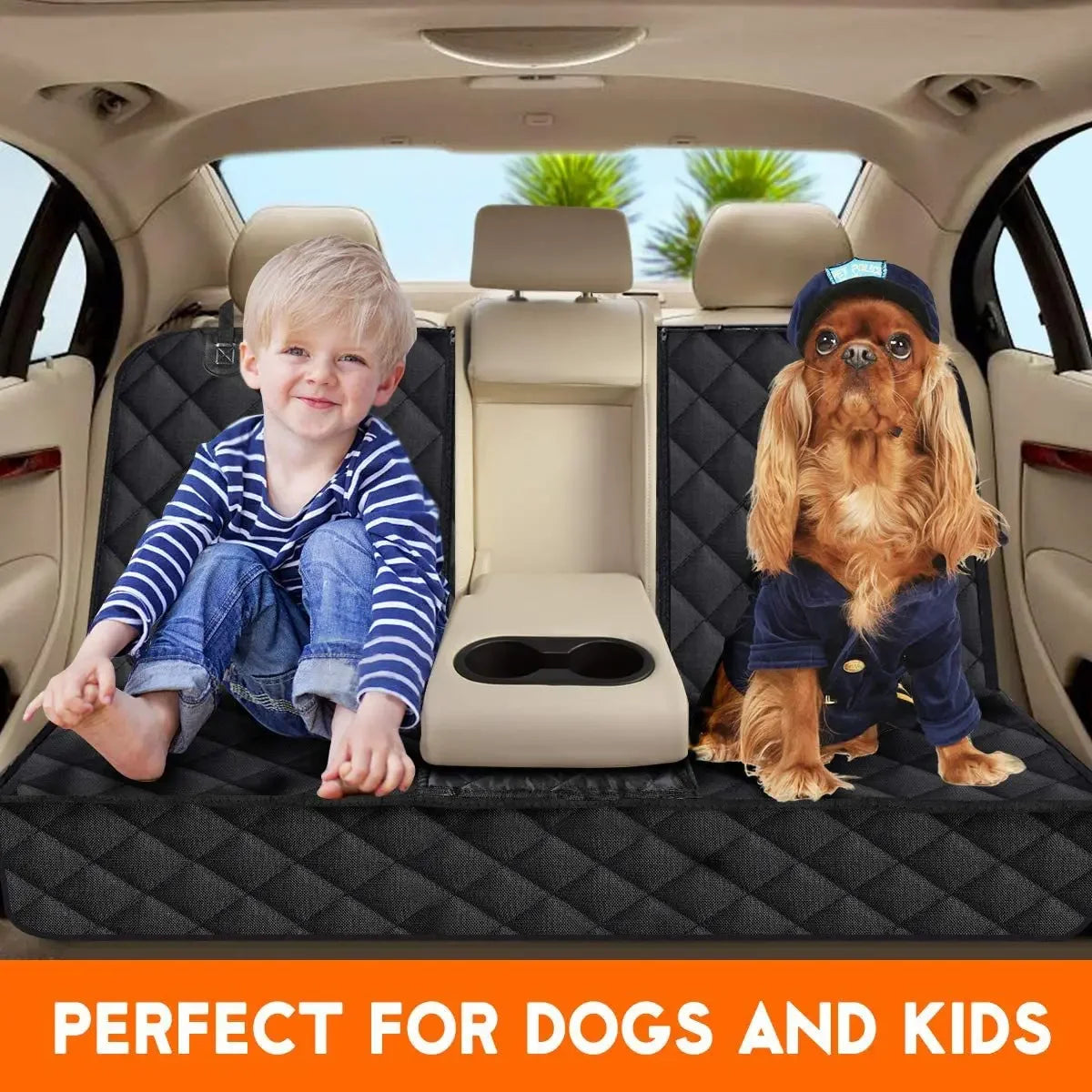 Dog Car Rear Seat Cover – Waterproof Hammock with Shoulder Straps, 135x56cm