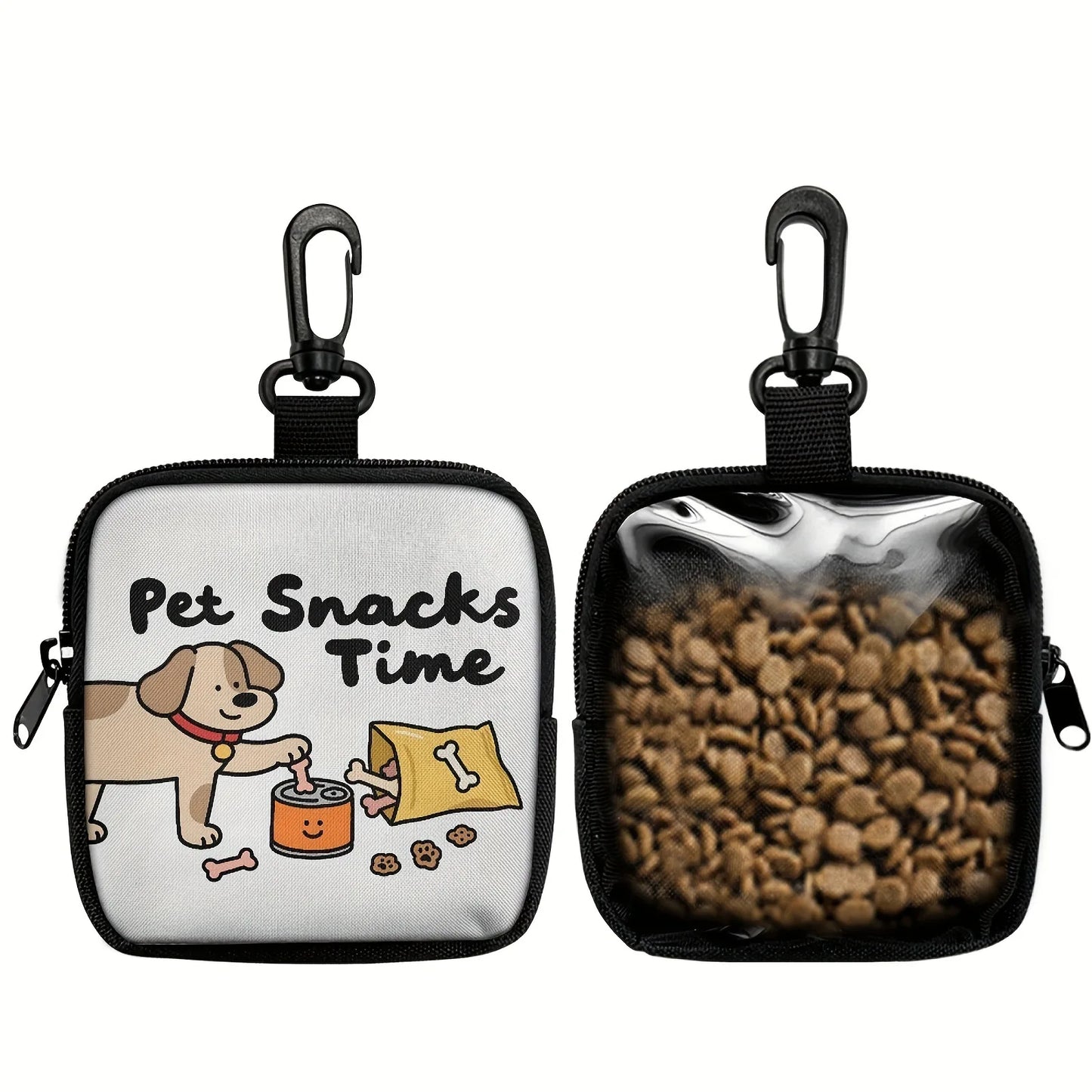1pc Cute Dog Print Dog Treat Pouch Dog Treat Bag with Hook Up and Zipper Puppy Training Bag Hnadle Snack Bag for Dog
