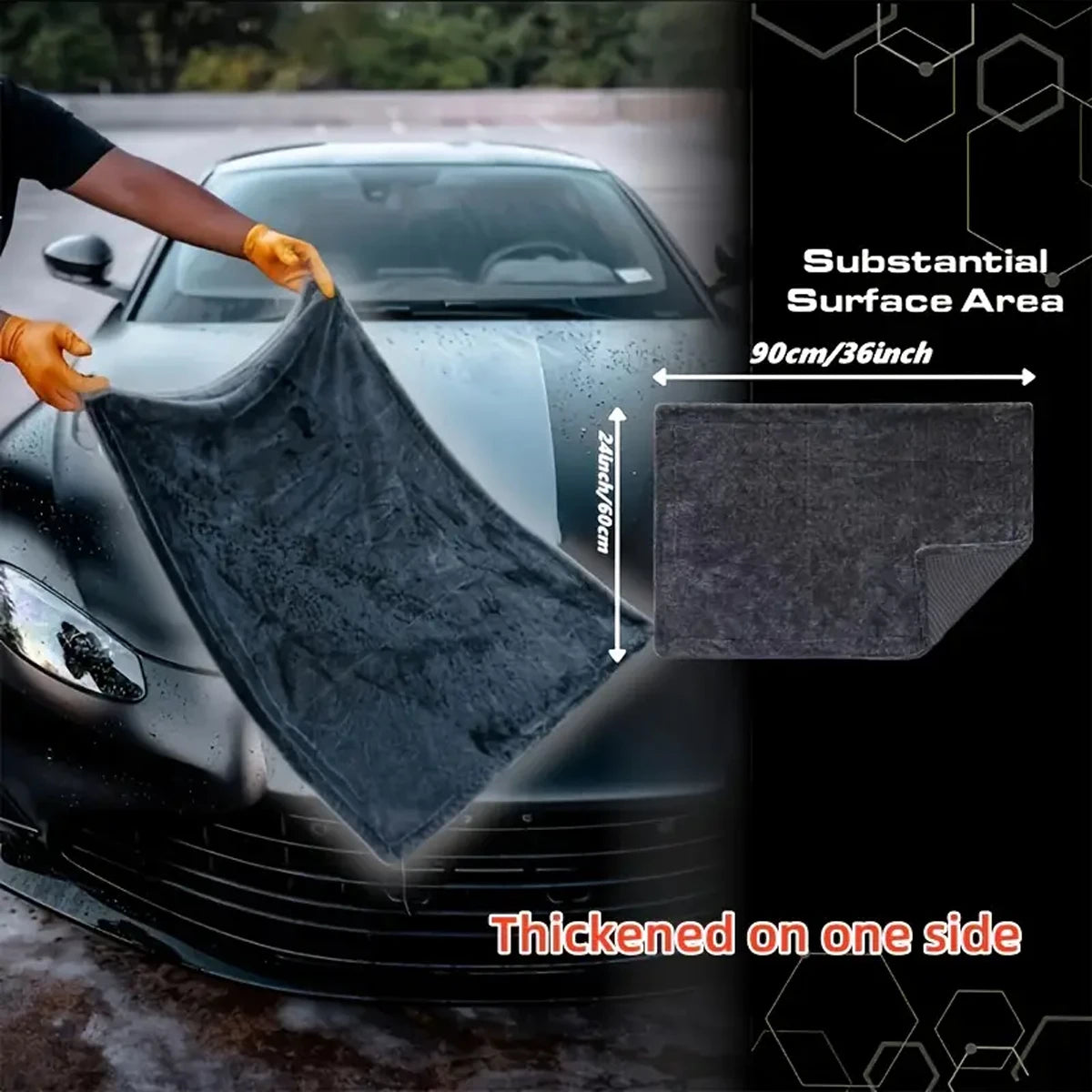 Dark Gray Microfiber Car Drying Towel – 60x90cm