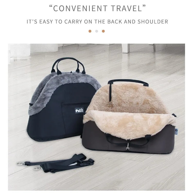 Winter Plush Pet Carrier Bag – 3-Way Carry, 10kg, 46x26x32cm