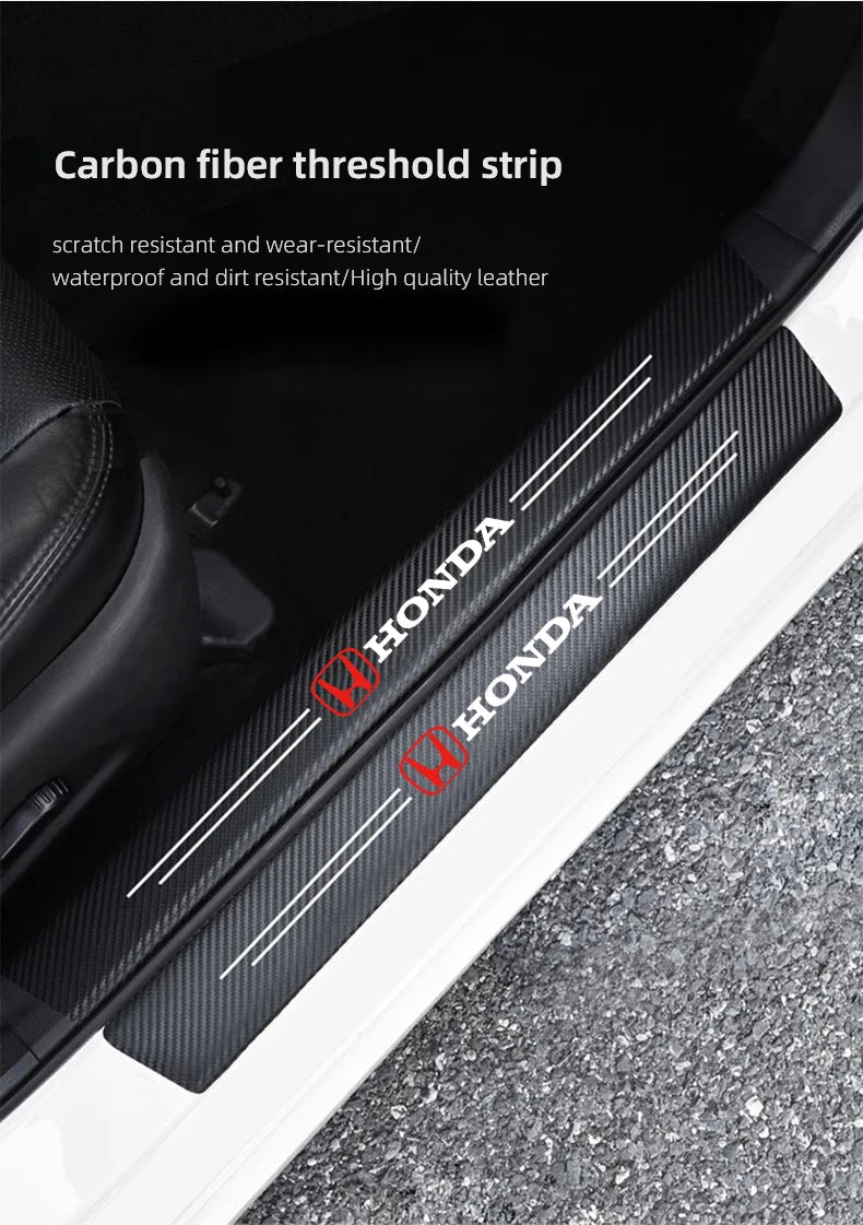 Honda Door Sill Protector Stickers – Carbon Fiber Leather