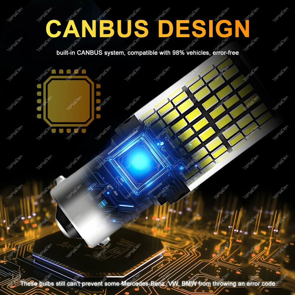 T20 7443 / 1156 BA15S LED Bulbs – 144SMD, 2000LM