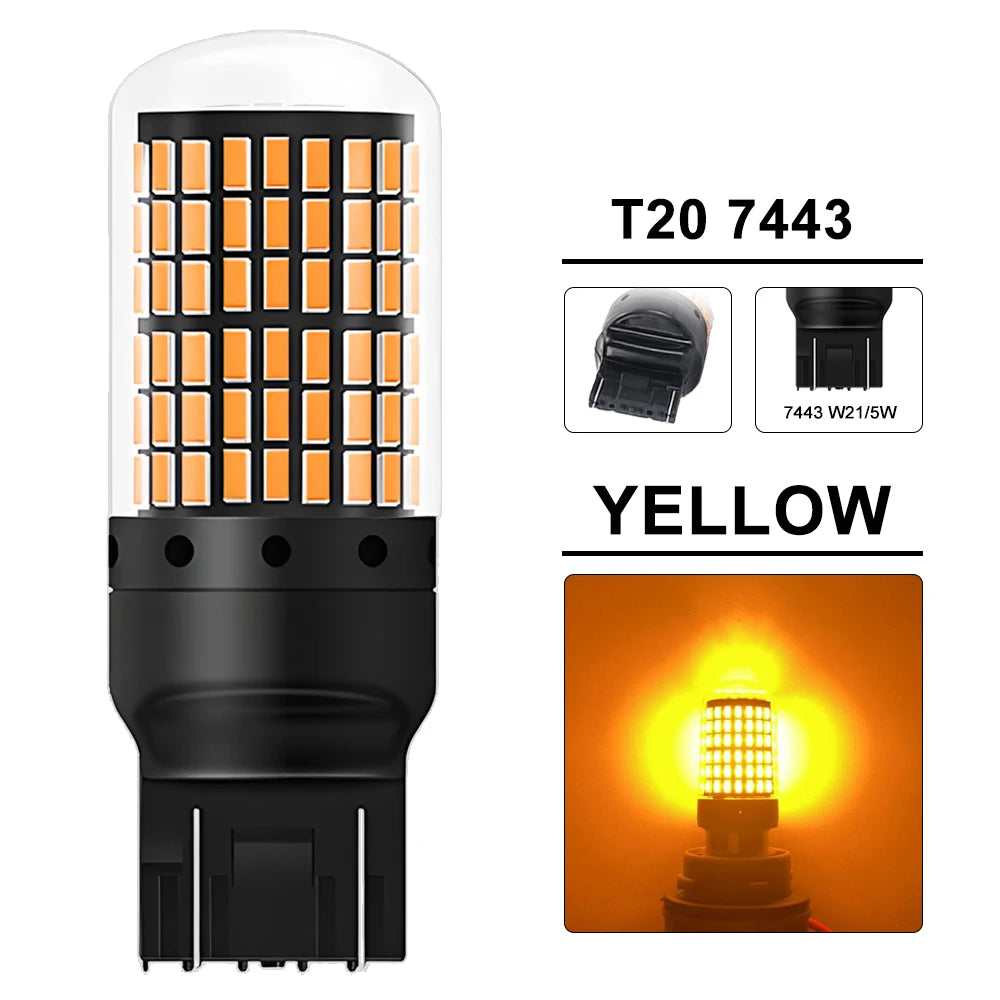 T20 7443 / 1156 BA15S LED Bulbs – 144SMD, 2000LM