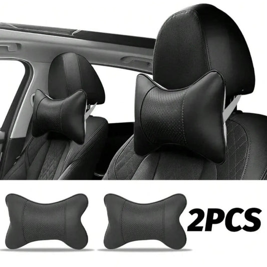Car Seat Headrest Neck Pillow – PU Leather, Breathable Mesh