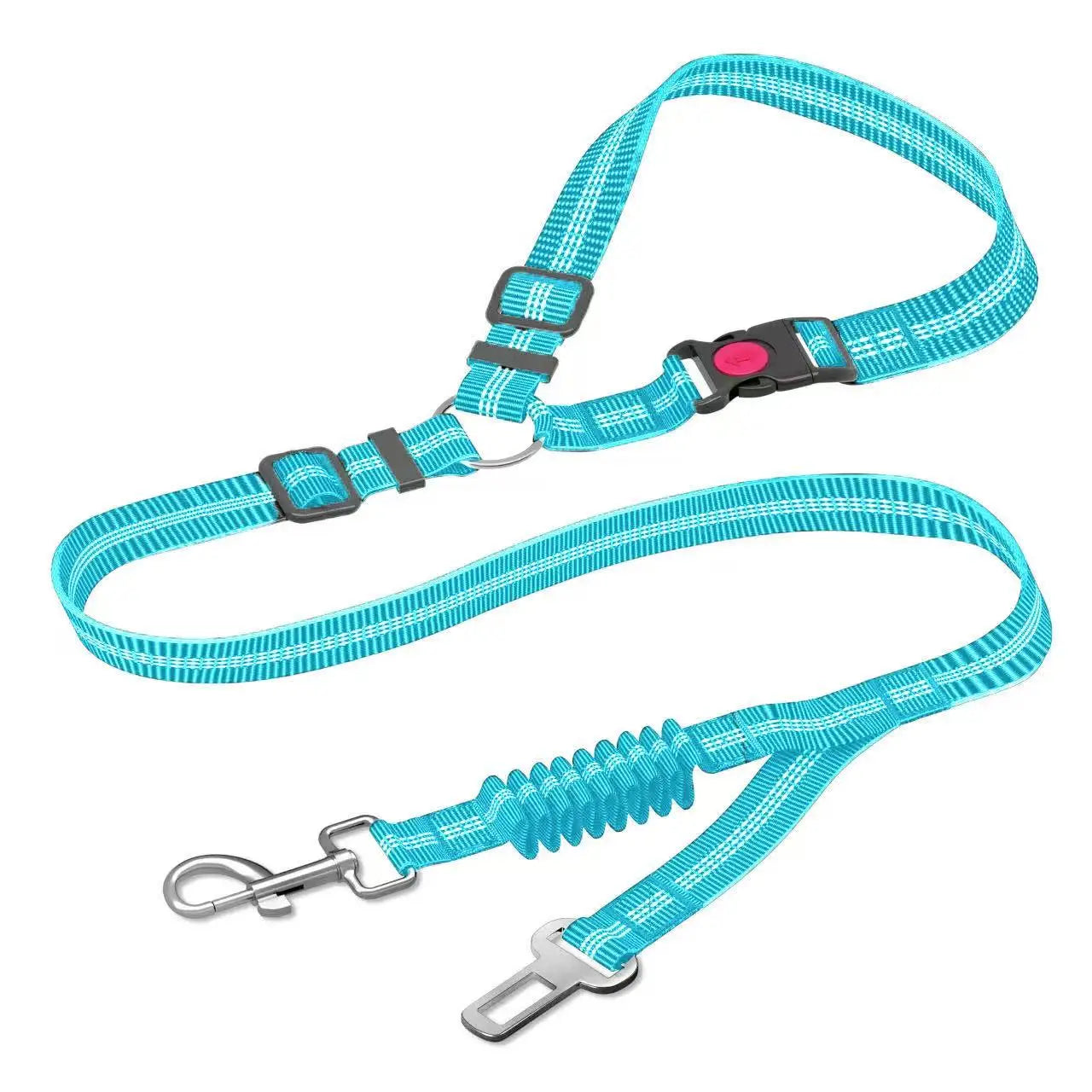 Adjustable And Heavy Duty Dog Car Seat Belt - Striped Nylon Large Dog Traction Rope for Car Rides