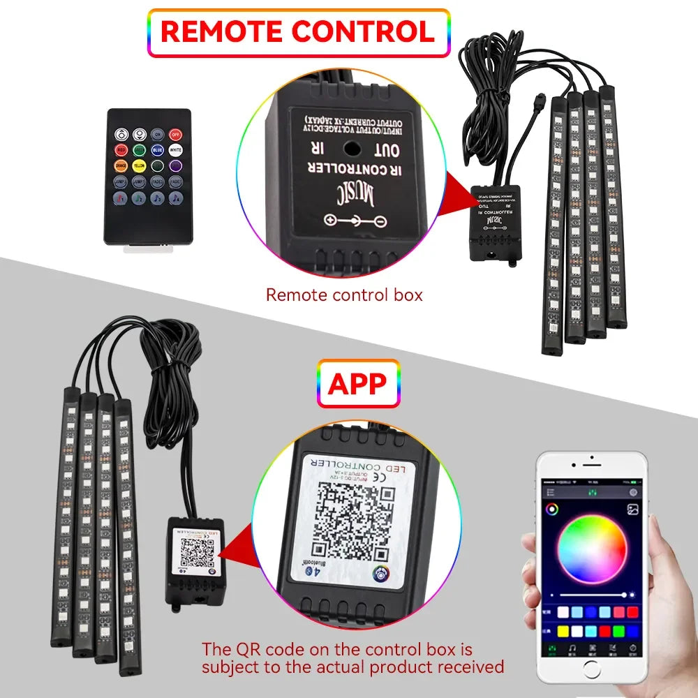 RGB LED Car Interior Ambient Light – Music & App Control