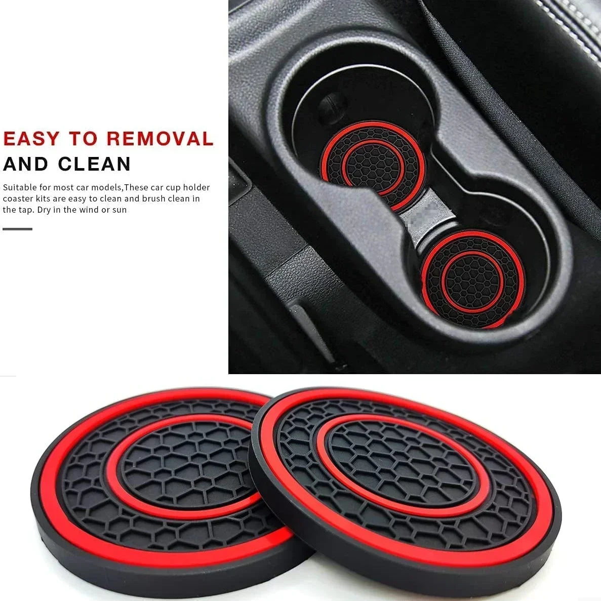 Anti-Slip Car Cup Holder Liner Mats – 2pcs