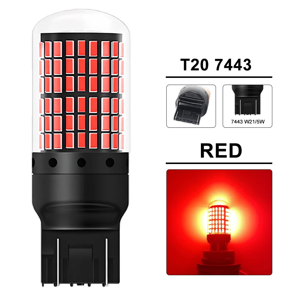 T20 7443 / 1156 BA15S LED Bulbs – 144SMD, 2000LM