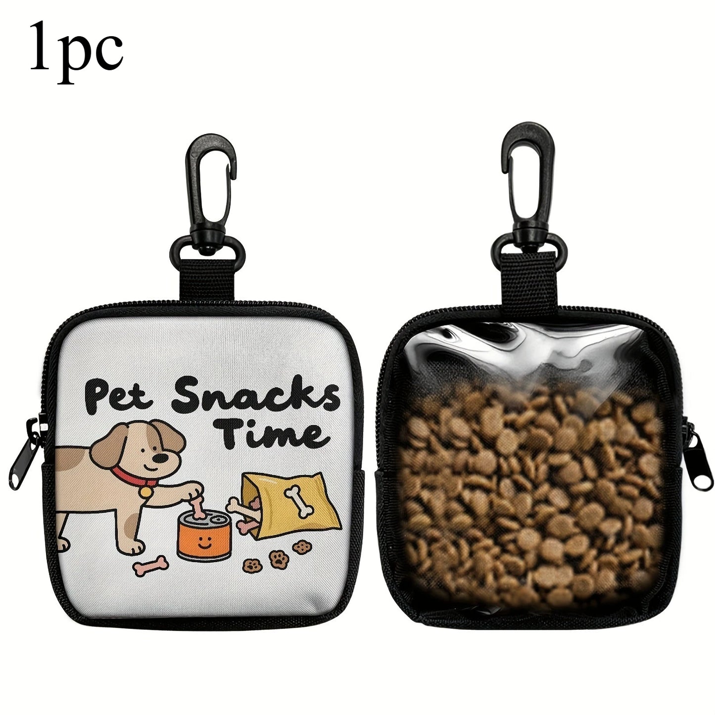 1pc Cute Dog Print Dog Treat Pouch Dog Treat Bag with Hook Up and Zipper Puppy Training Bag Hnadle Snack Bag for Dog