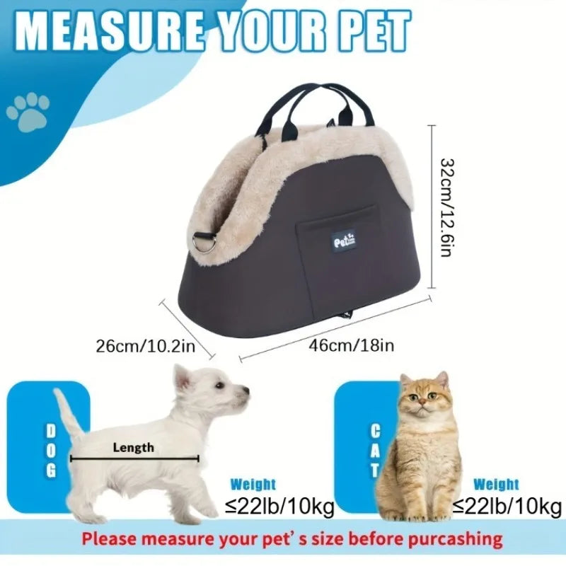 Winter Warm Plush Pet Carrying Bag Small Dog Cat 10kg Load-bearing Travel Portable Cat Dog Car Passenger Seat Safety Bag 애완동물 가방
