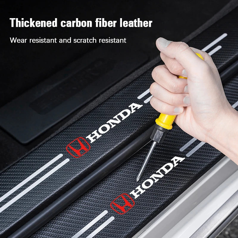 Honda Door Sill Protector Stickers – Carbon Fiber Leather