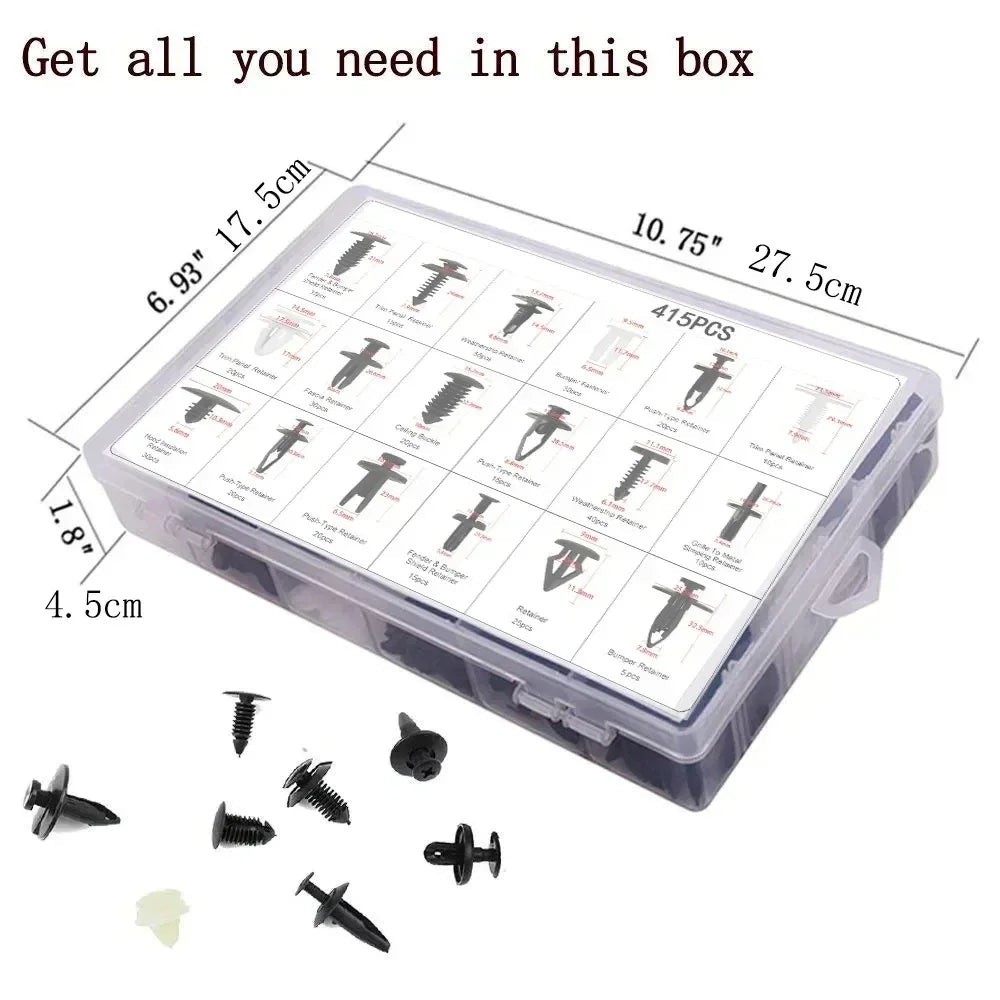 Car Plastic Fastener Clip Kit – 16 Sizes, ABS