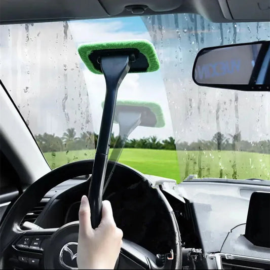 Car Window Cleaning Brush – Microfiber, Long Handle