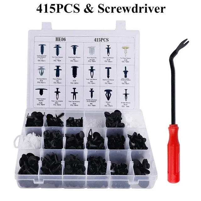 Car Plastic Fastener Clip Kit – 16 Sizes, ABS
