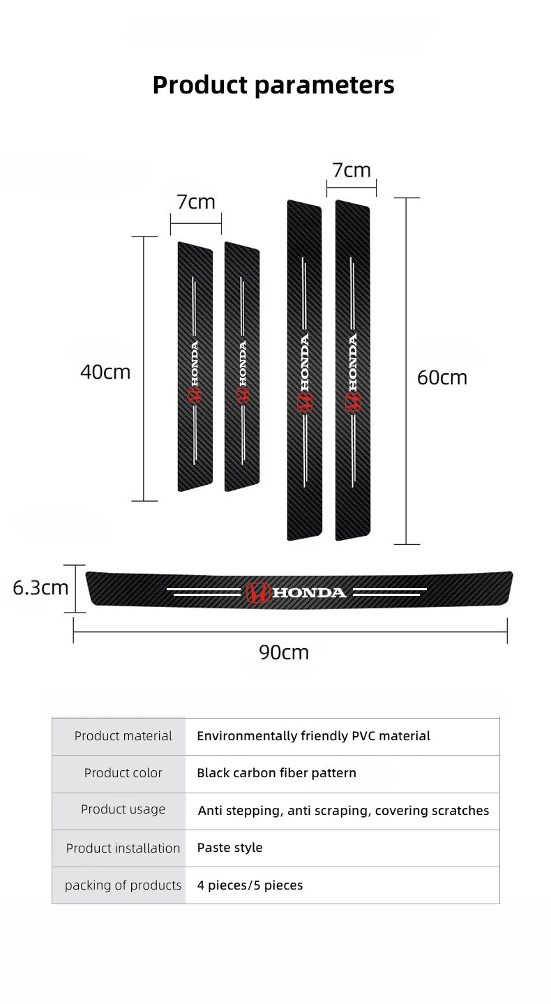 Honda Door Sill Protector Stickers – Carbon Fiber Leather