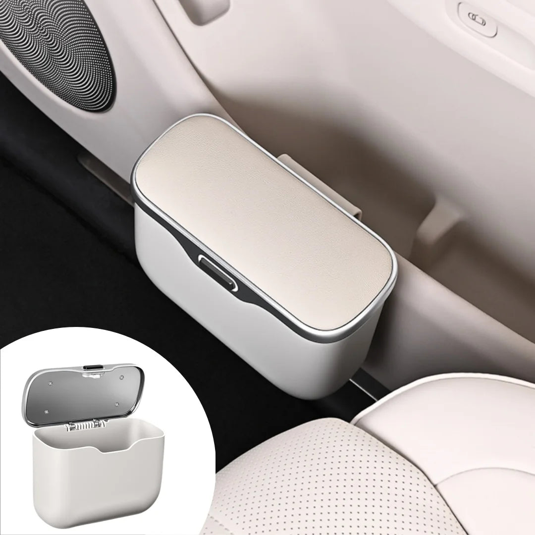 Car Trash Can with Lid – PU Leather, Hanging