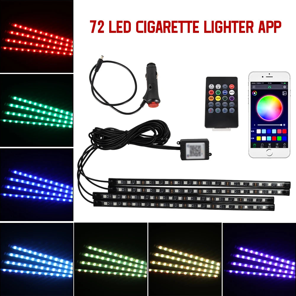RGB LED Car Interior Ambient Light – Music & App Control