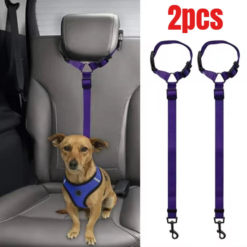 Dog Car Seat Belt – Nylon, Adjustable, 2pcs