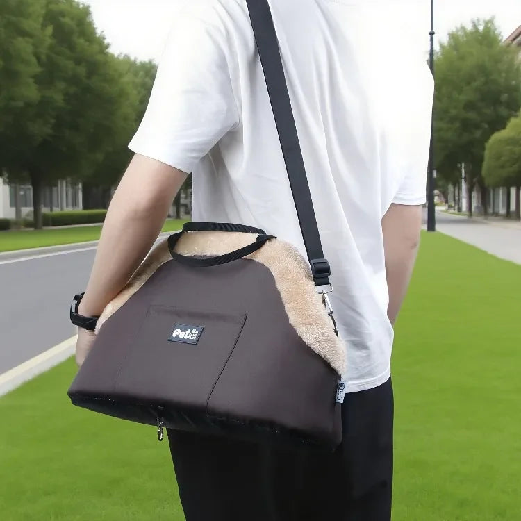 Winter Plush Pet Carrier Bag – 3-Way Carry, 10kg, 46x26x32cm