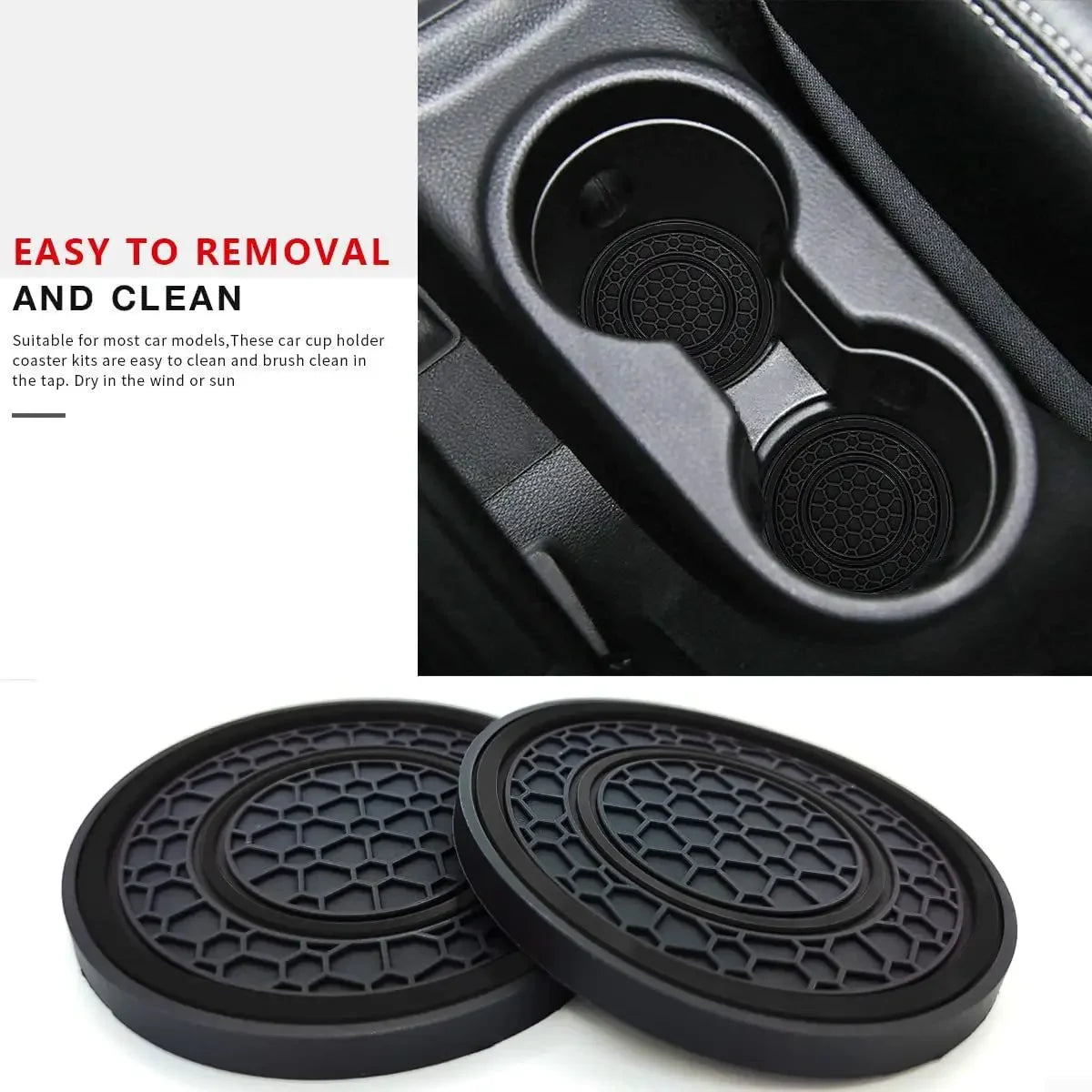 Anti-Slip Car Cup Holder Liner Mats – 2pcs