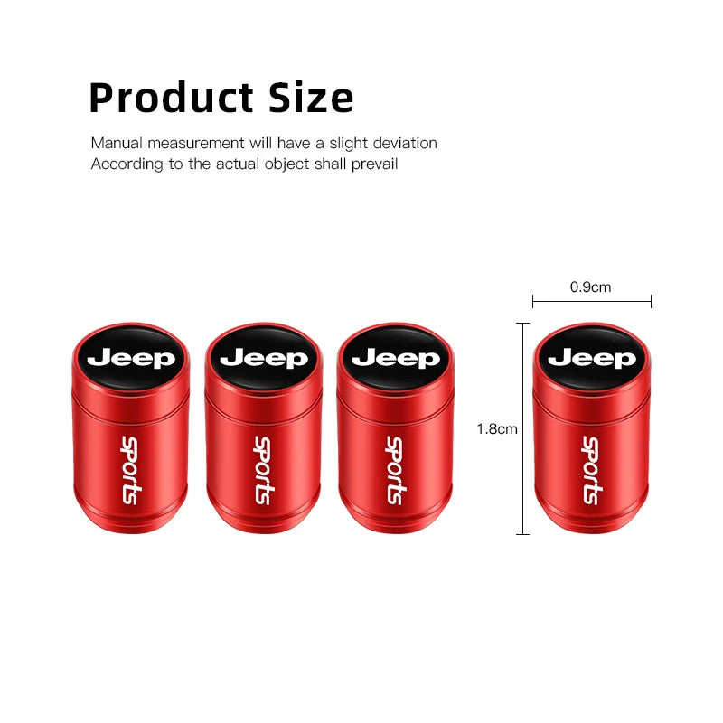 Jeep Aluminum Tire Valve Stem Caps – 4pcs