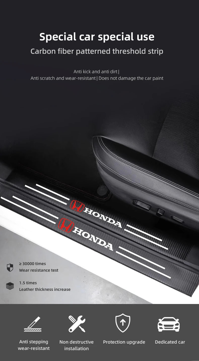 Honda Door Sill Protector Stickers – Carbon Fiber Leather