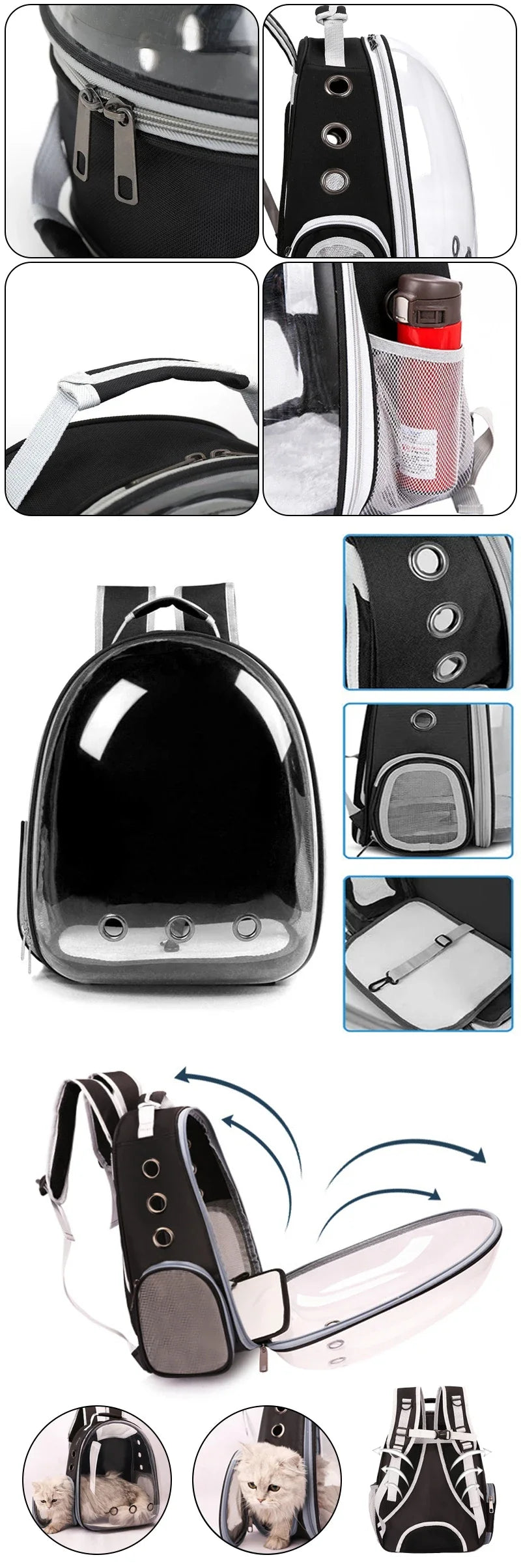 Pet Carrying Bag Space Pet Backpacks Breathable Portable Transparent Backpack Puppy Dog cat Transport Carrier Space Capsule Bags