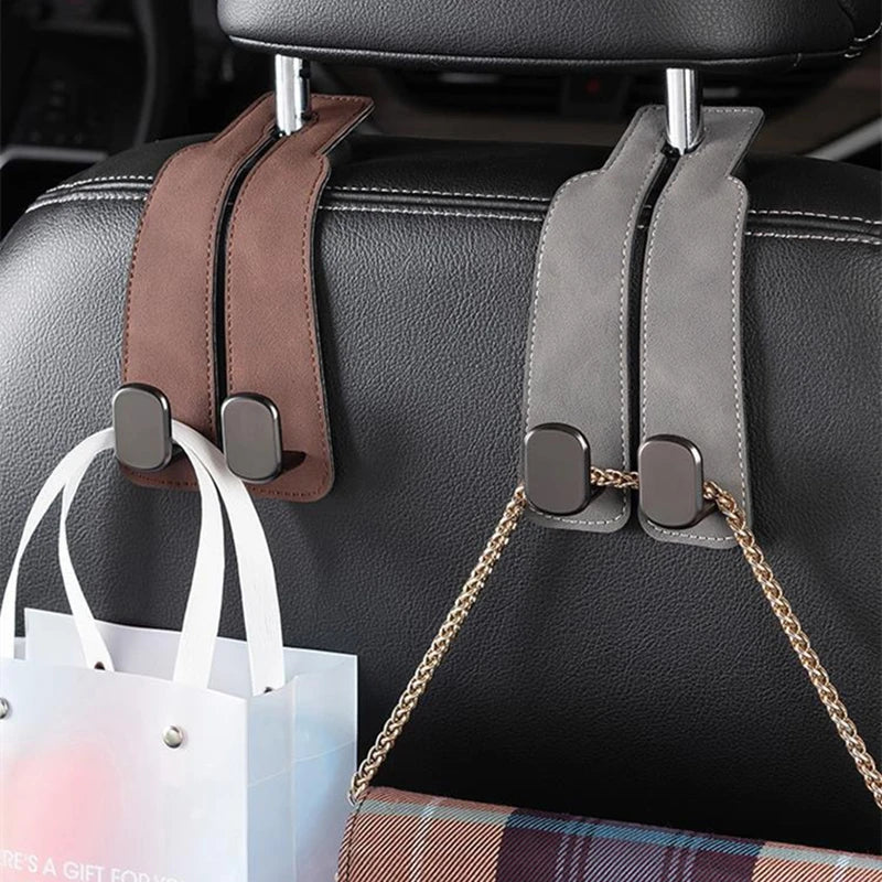 2-in-1 Car Headrest Hook – Foldable Double Hook