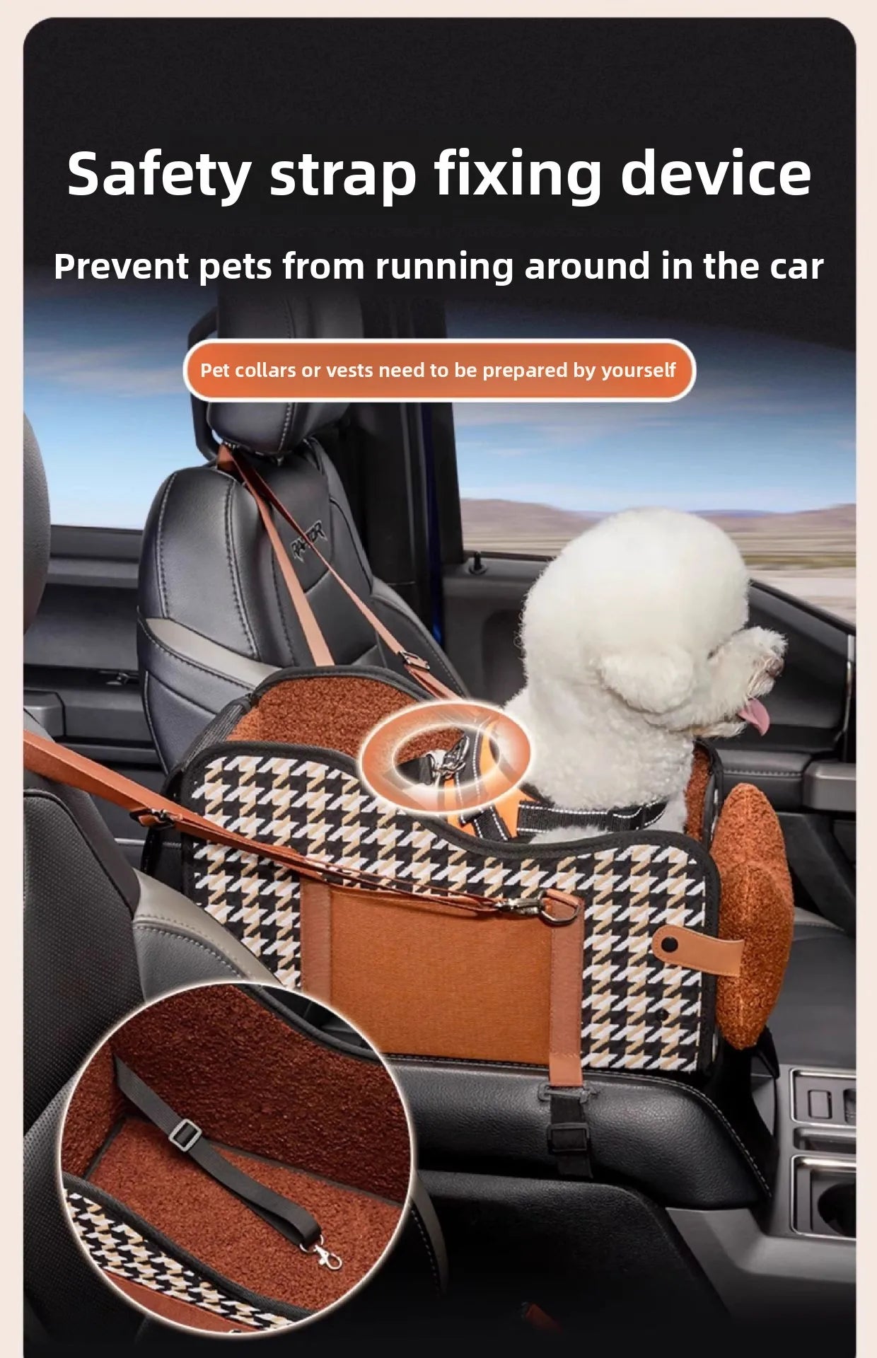 Car Dog Bed Center Console Pet Safety Seat Cushion for Cats Dog Cat Travel Car Accessories Carriers Dog Safety Kennel Armrest